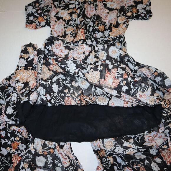 Elan VP5728 Women's Sz XS Black Botanical Print Cotton Maxi Dress - Picture 11 of 14